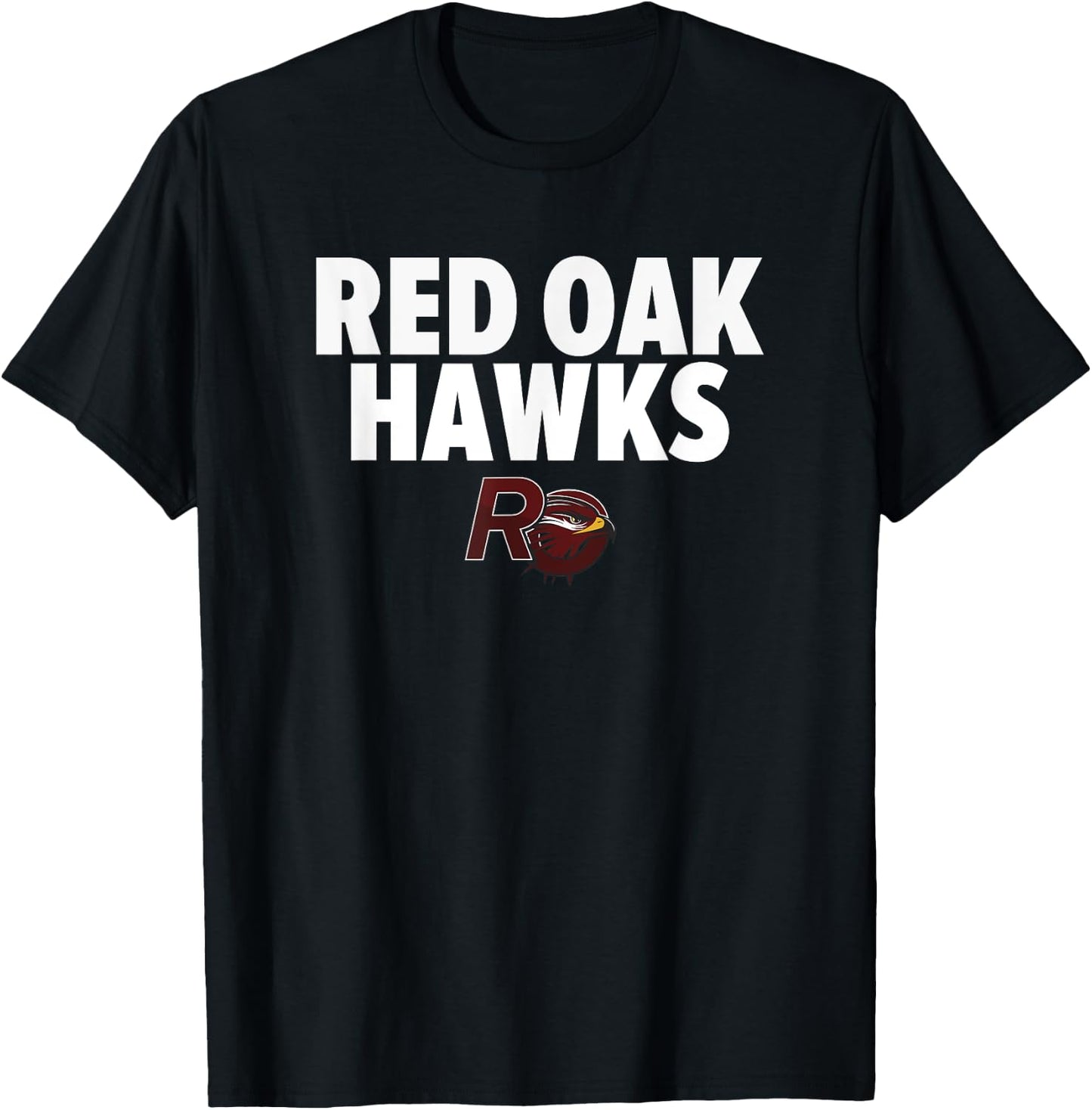 Red Oak Hawks Logo Bold HS T-Shirt - T-Shirt | Black