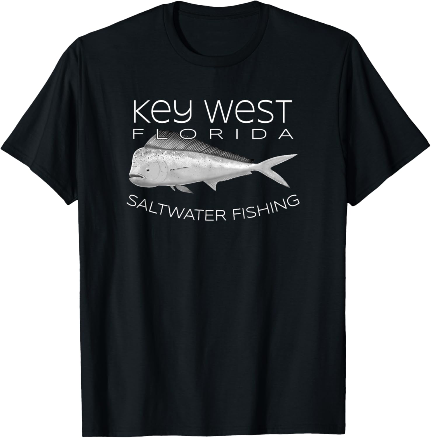 Saltwater Deep Sea Fishing Key West Florida Mahi Mahi T-Shirt - T-Shirt | Black