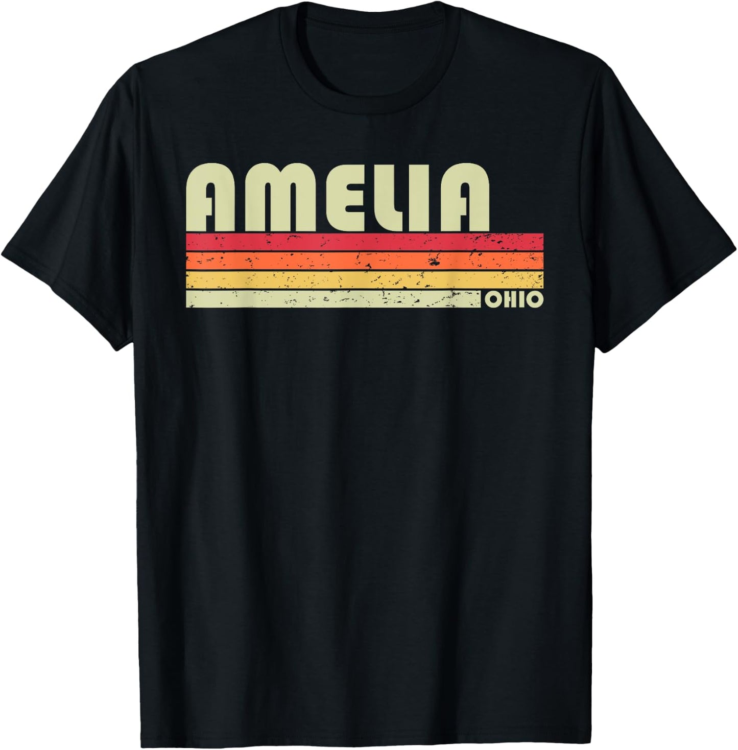 AMELIA OH OHIO Funny City Home Roots Gift Retro 70s 80s T-Shirt - T-Shirt | Black