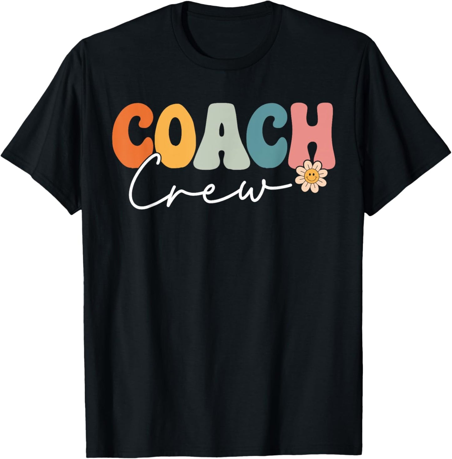 Coach Crew Team Retro Groovy Vintage First Day of School T-Shirt - T-Shirt | Black