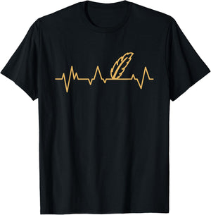 Feather vintage Heartbeat Love Indigenous Peoples Day Gift T-Shirt - T-Shirt | Black