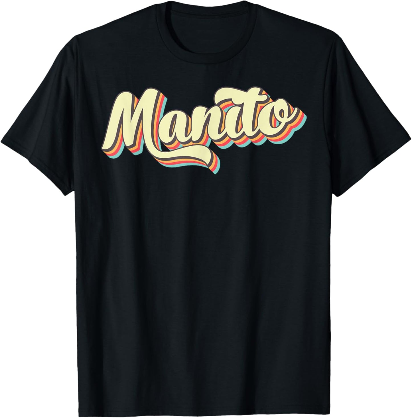 Manito Retro Art Baseball Font Vintage T-Shirt - T-Shirt | Black