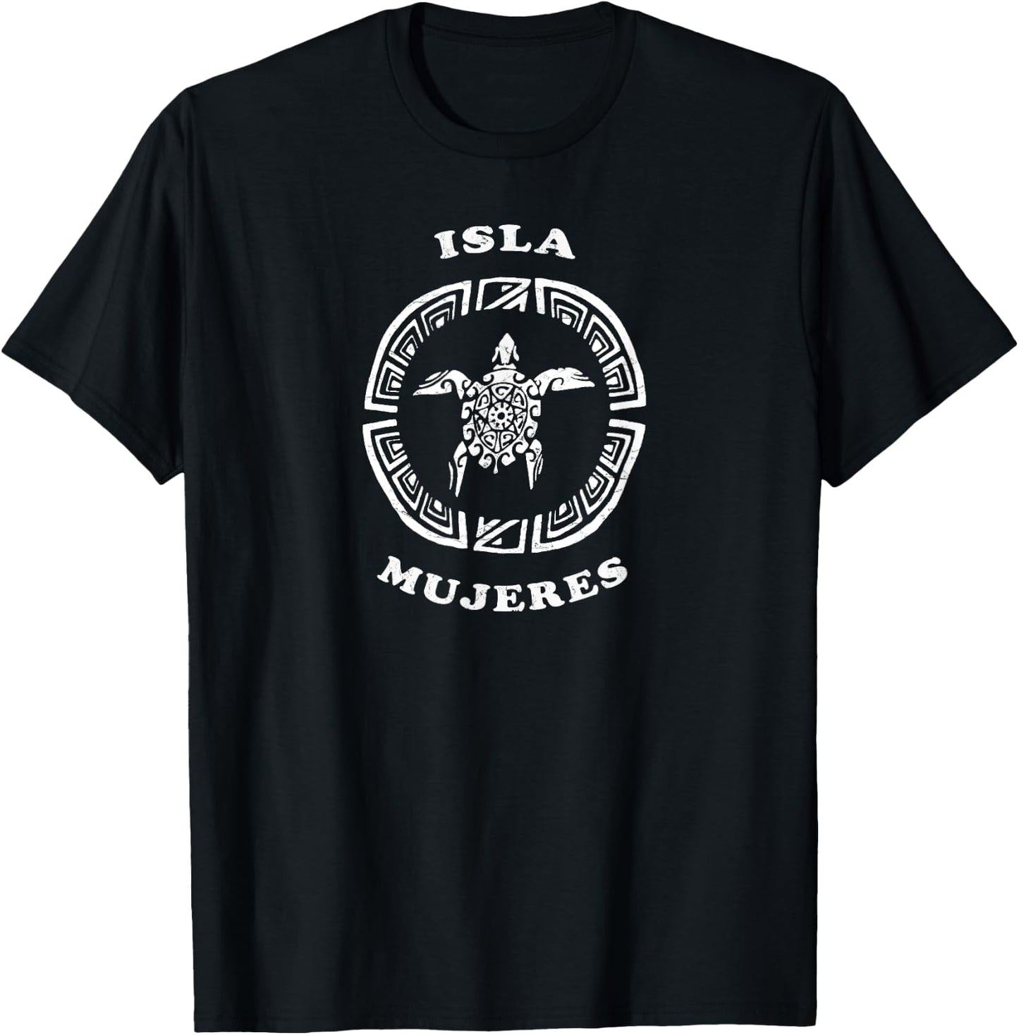 Isla Mujeres Vintage Retro Tribal Turtle Vacation Gift T-Shirt - T-Shirt | Black