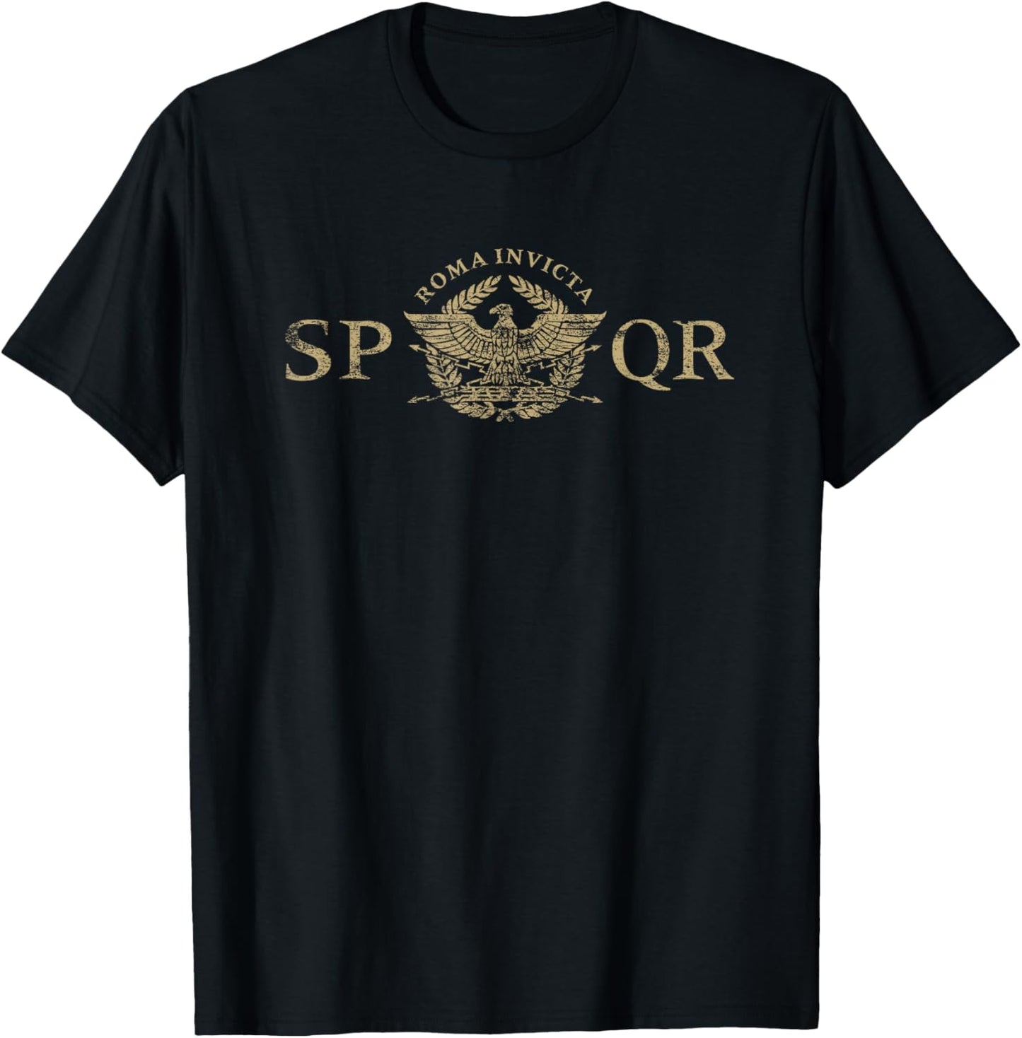 Roma Invicta SPQR Roman Eagle 2 Distressed T-Shirt - T-Shirt | Black