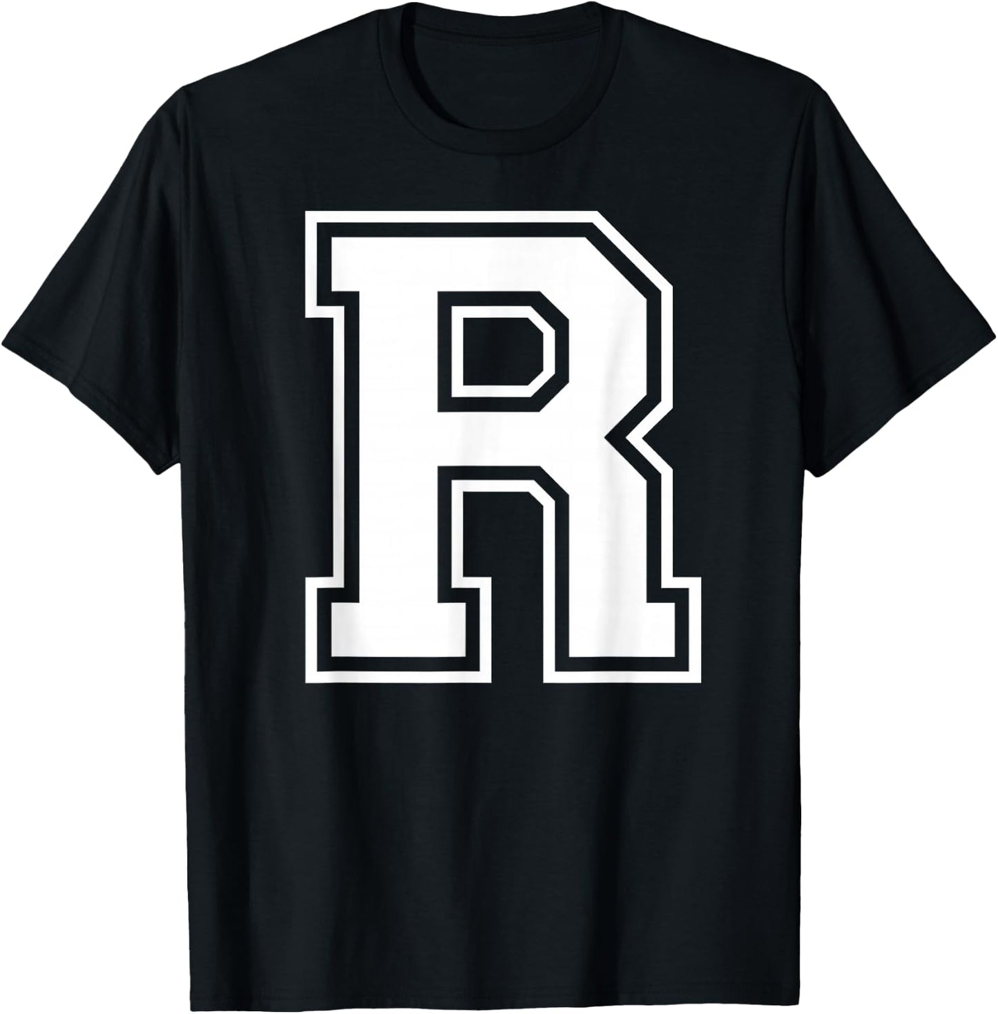 Letter R Capital Alphabet College Varsity Monogram Club T-Shirt - T-Shirt | Black