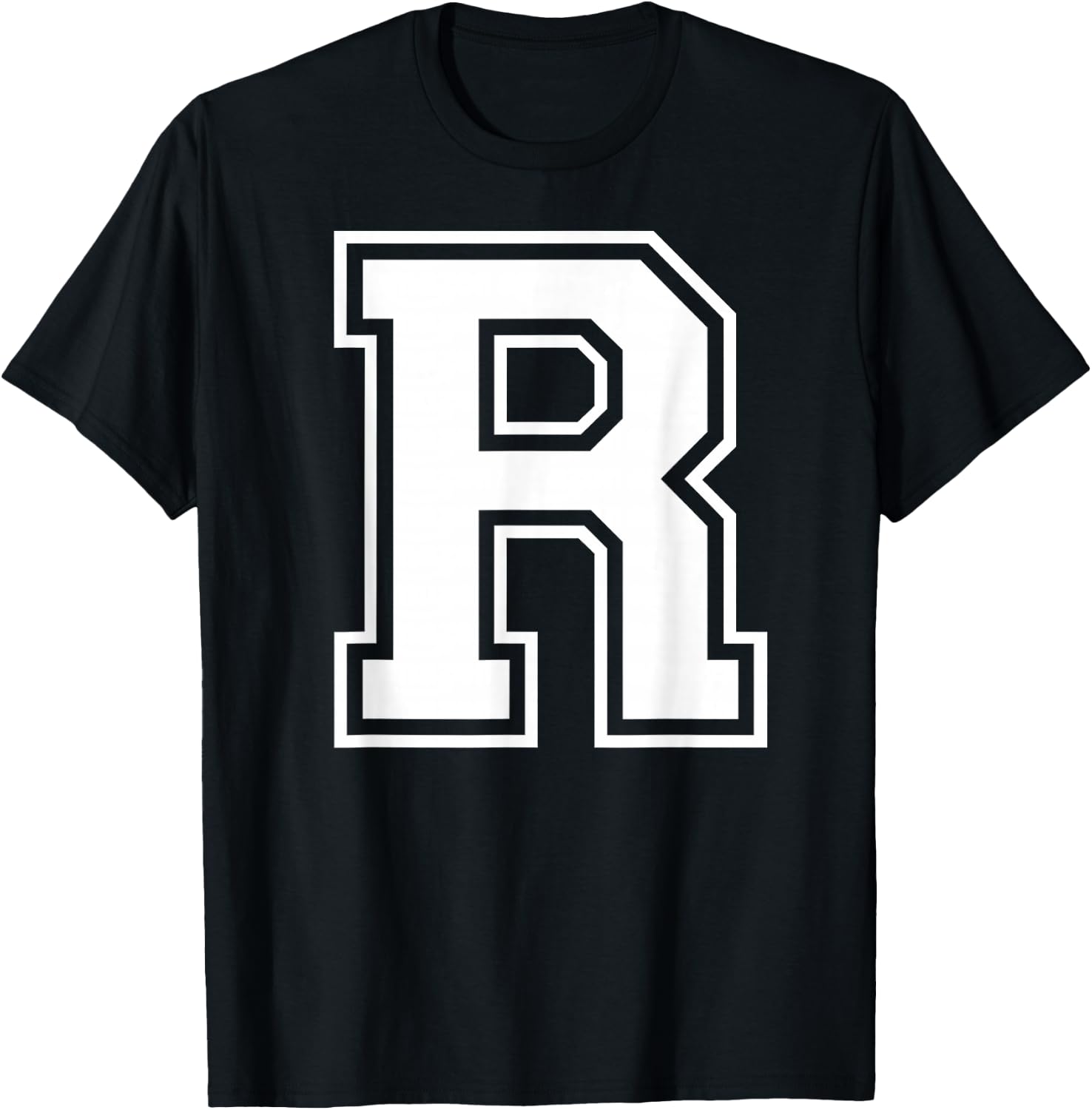 Letter R Capital Alphabet College Varsity Monogram Club T-Shirt - T-Shirt | Black