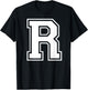 Letter R Capital Alphabet College Varsity Monogram Club T-Shirt - T-Shirt | Black