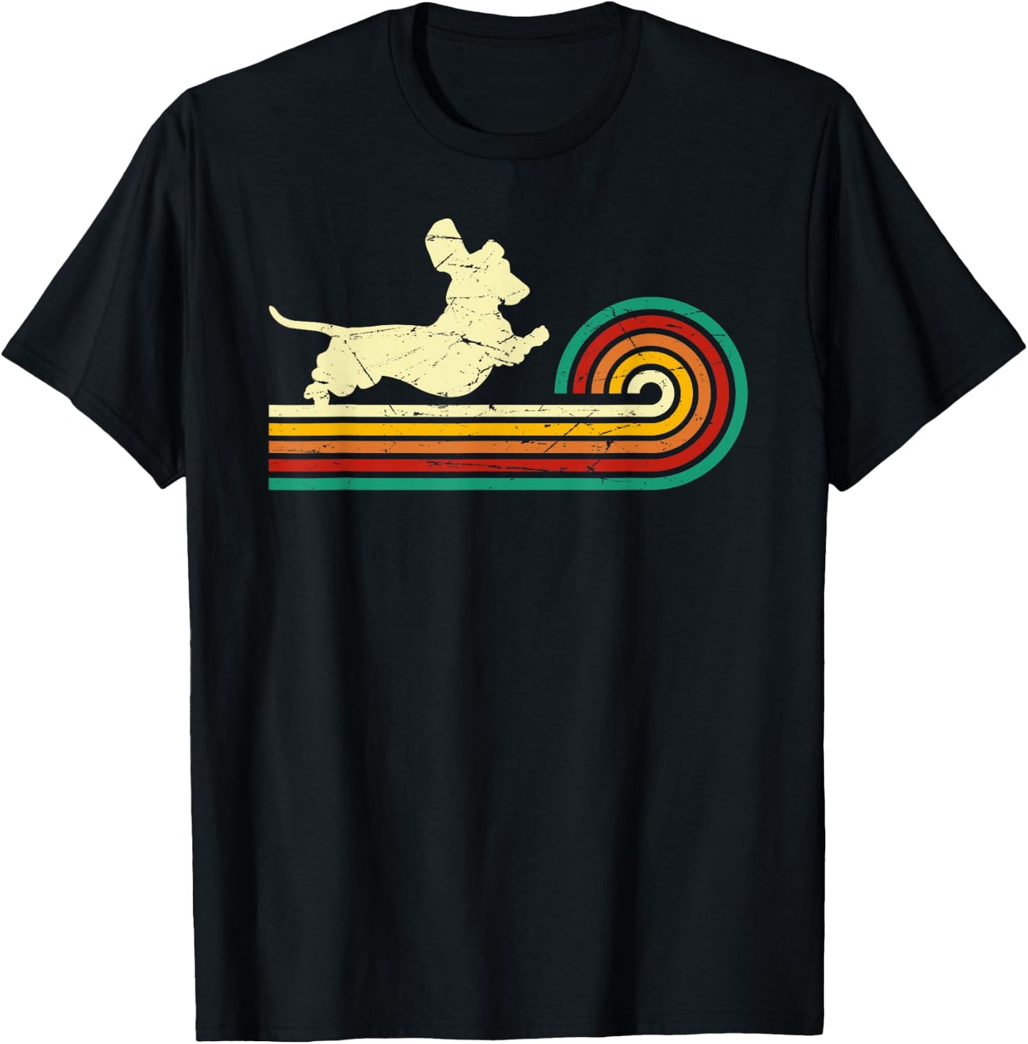 Dachshund dachshund dog silhouette retro Gift Men Women Girls Kids T-Shirt - T-Shirt | Black