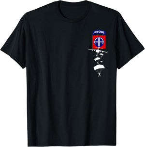 Proud US Army 82nd AIRBORNE Shirt - Veteran Day Gifts T-Shirt - T-Shirt | Black