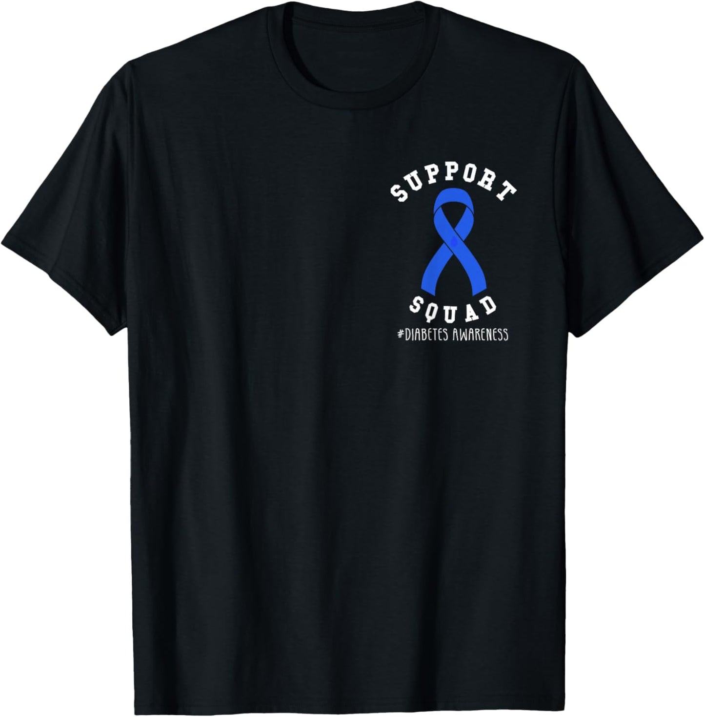 Diabetes Awareness Month Blue Love Ribbon Support T1D T2D T-Shirt - T-Shirt | Black