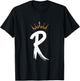 Queen King Letter R - Favorite Letter With Crown Alphabet T-Shirt - T-Shirt | Black