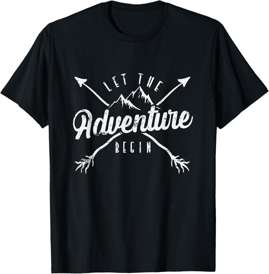 Camping "Let The Adventure Begin" T-Shirt - T-Shirt | Black