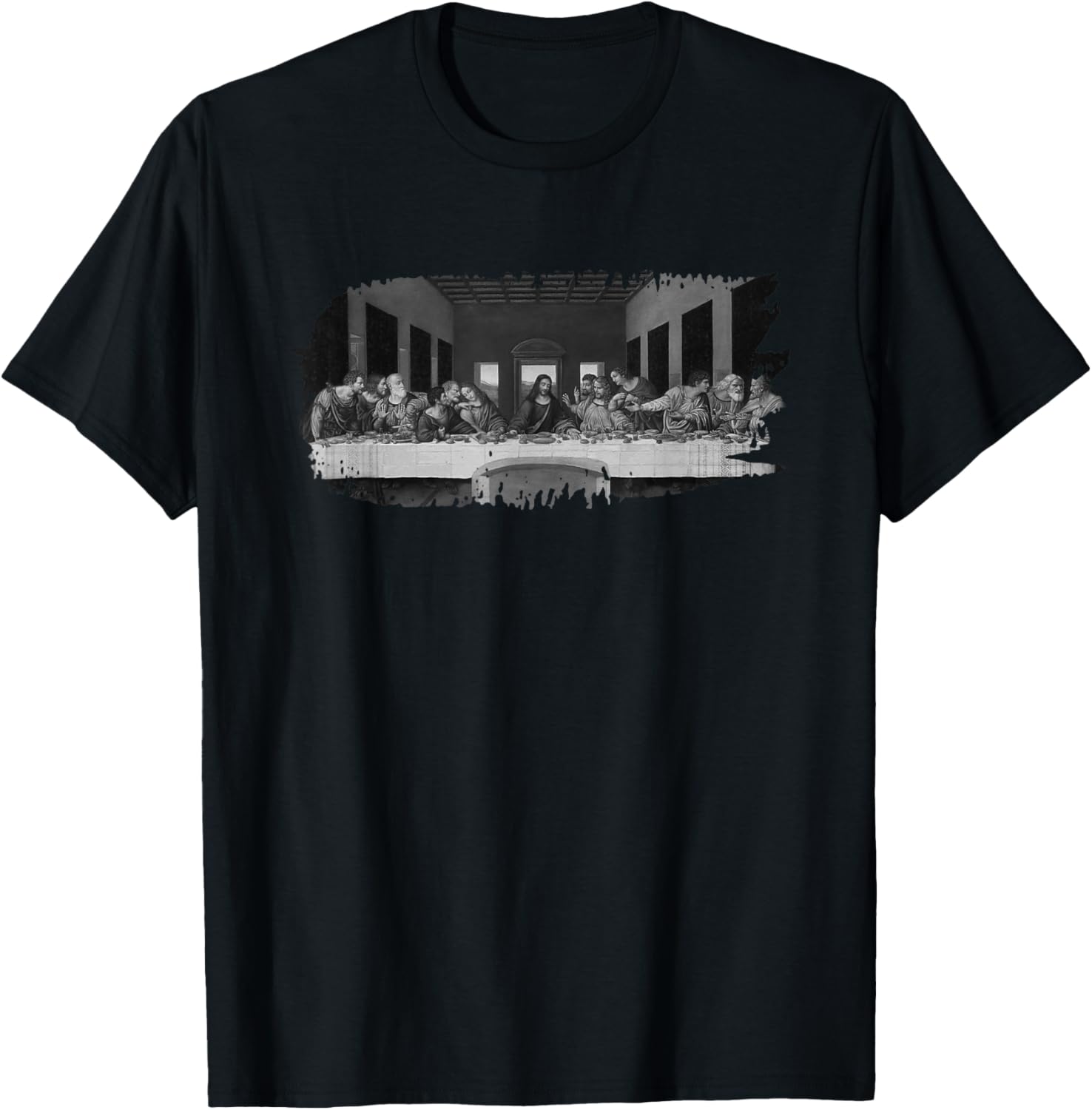 Last Supper Grunge by Leonardo daVinci T-Shirt - T-Shirt | Black