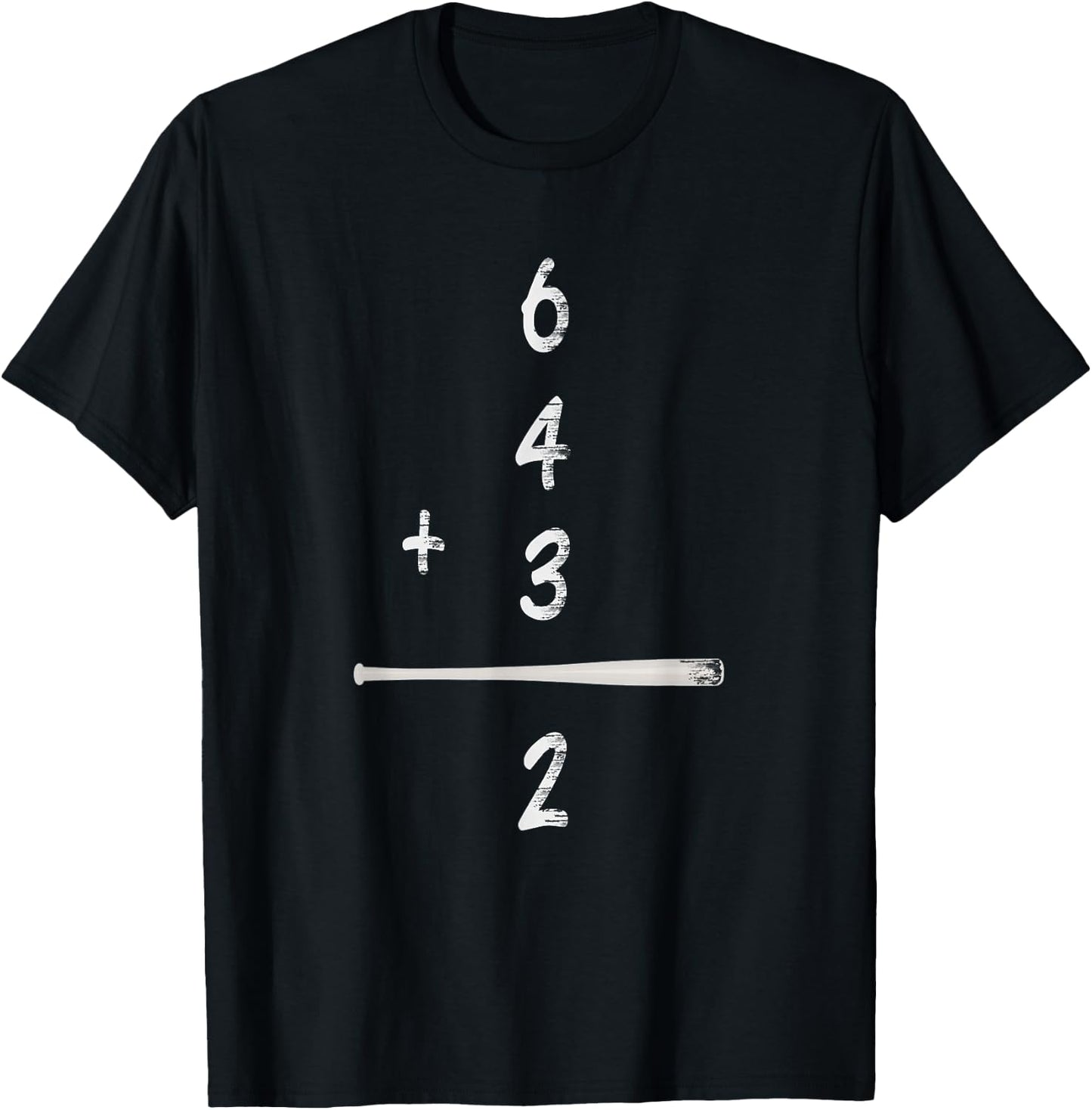 Baseball Math 6 4 3 2 Double Play Cute Softball Game T-Shirt - T-Shirt | Black