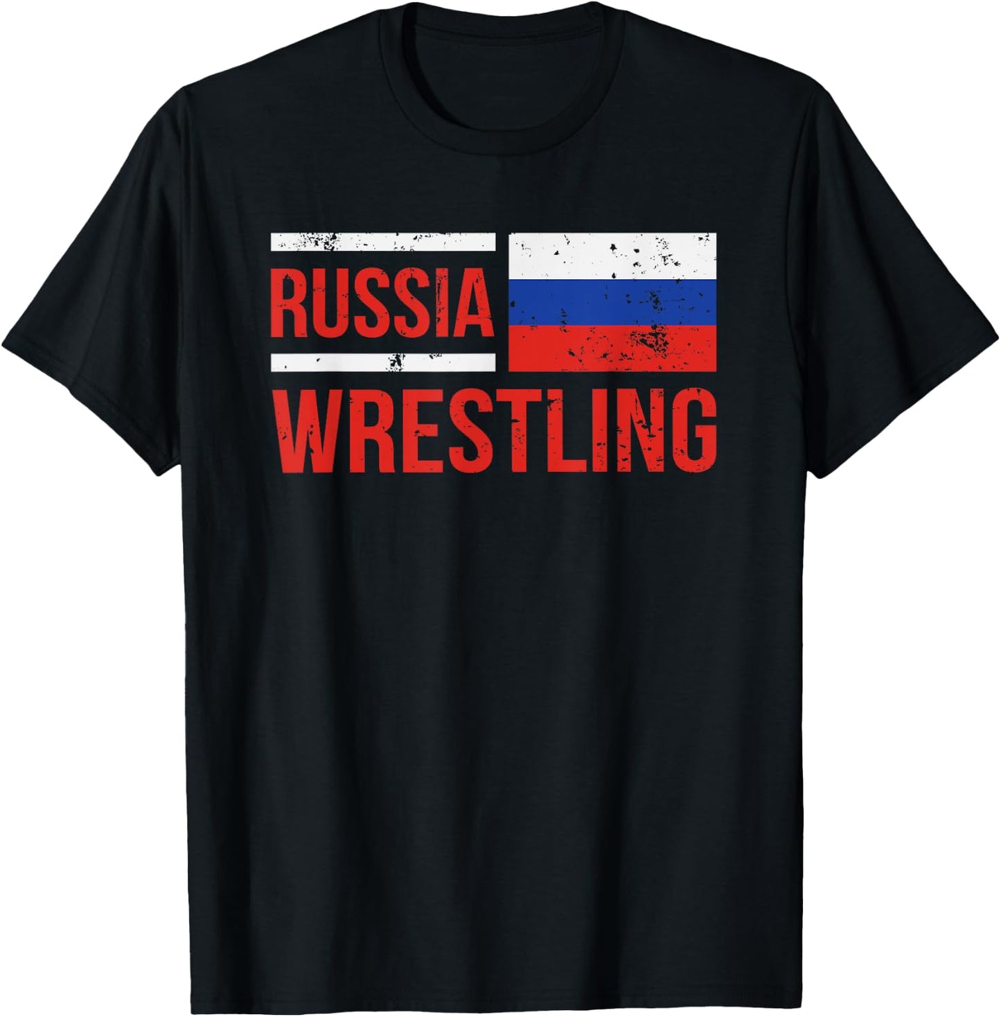 Russia Wrestling RUS Flag Amateur Wrestler Grappling T-Shirt - T-Shirt | Black