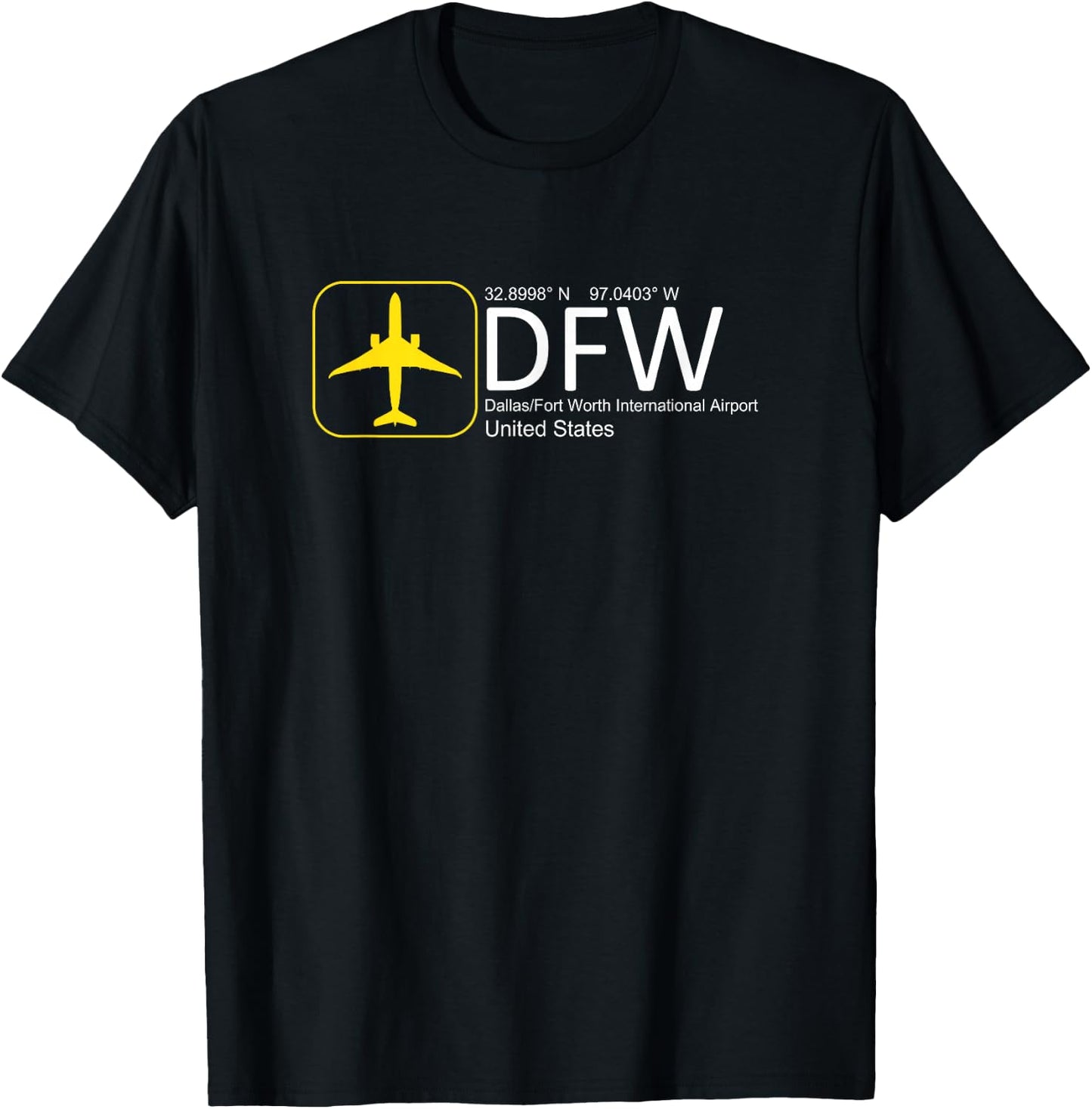 Dallas Fort Worth DFW Texas Airport Flight Aviation Graphic T-Shirt - T-Shirt | Black