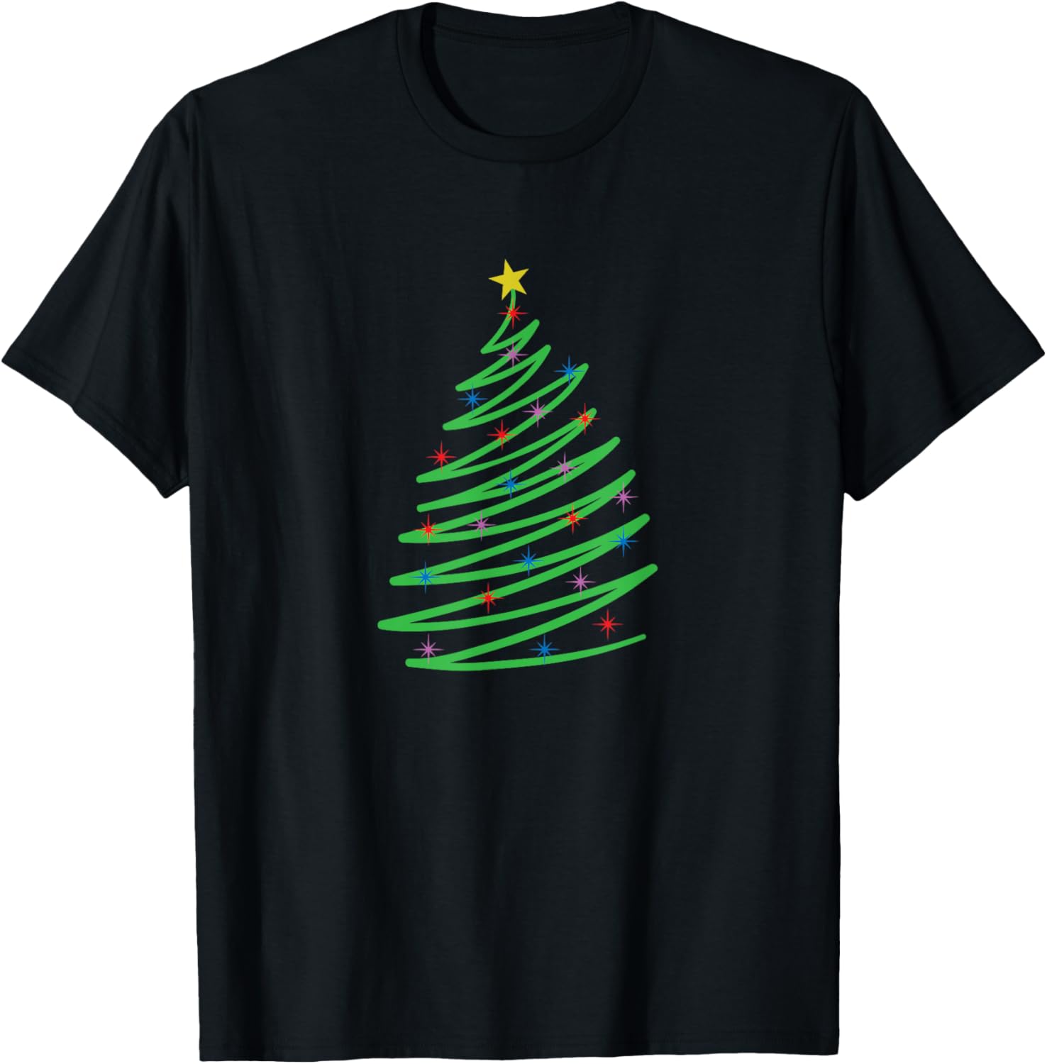 One Line Christmas Xmas T-Shirt - T-Shirt | Black