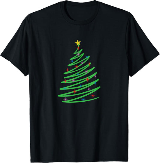 One Line Christmas Xmas T-Shirt - T-Shirt | Black