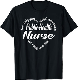 Public Health Nurse Heart Word Cloud T-Shirt - T-Shirt | Black