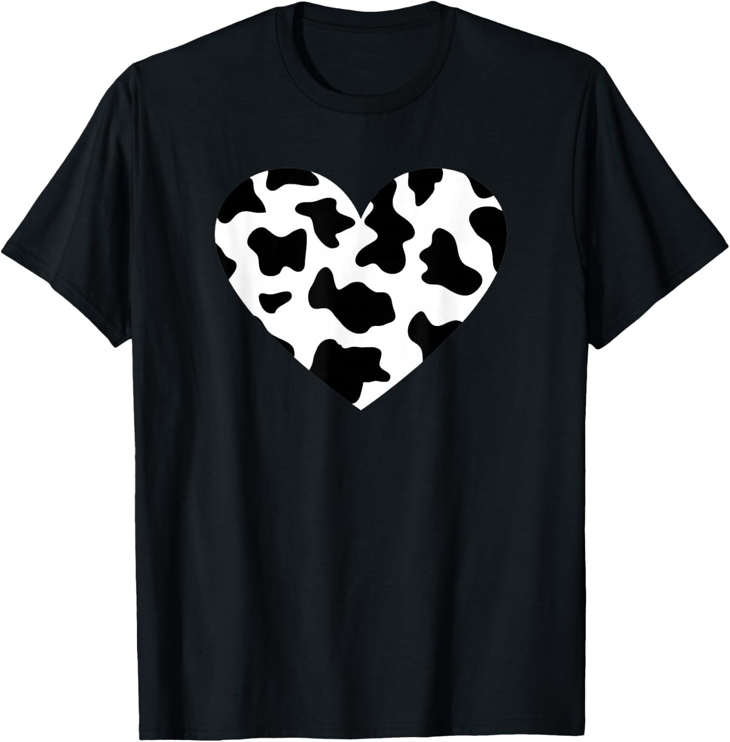 Awesome Cow Print Black & White Print Heart Small T-Shirt - T-Shirt | Black