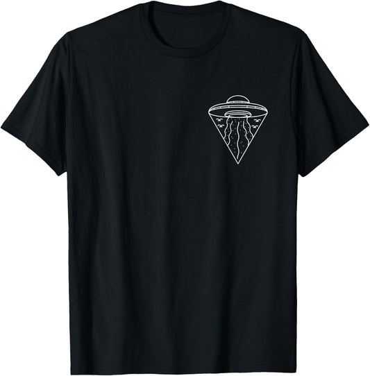 Minimalist Alien Pocket UFO Abduction ET Conspiracy Theory T-Shirt - T-Shirt | Black