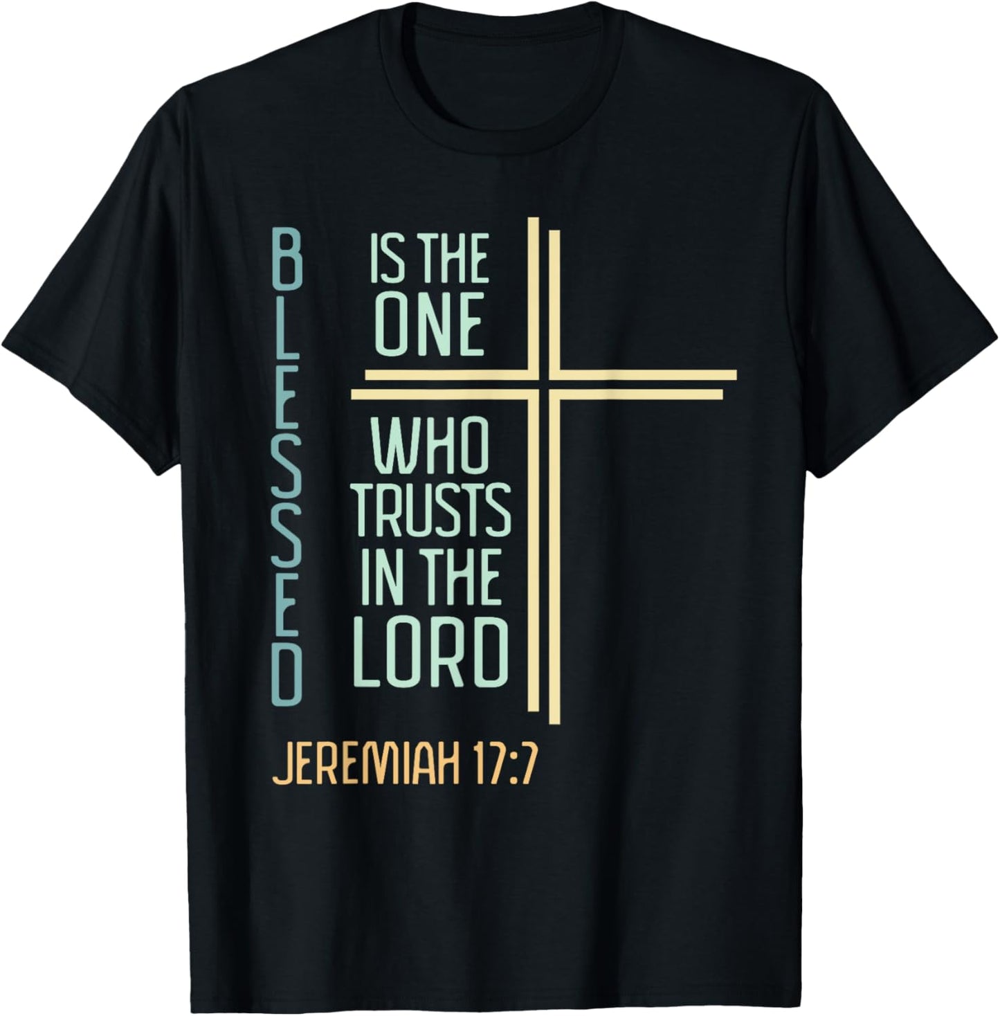 Christian Bible Verse Blessed Jeremiah Retro Cross Women T-Shirt - T-Shirt | Black
