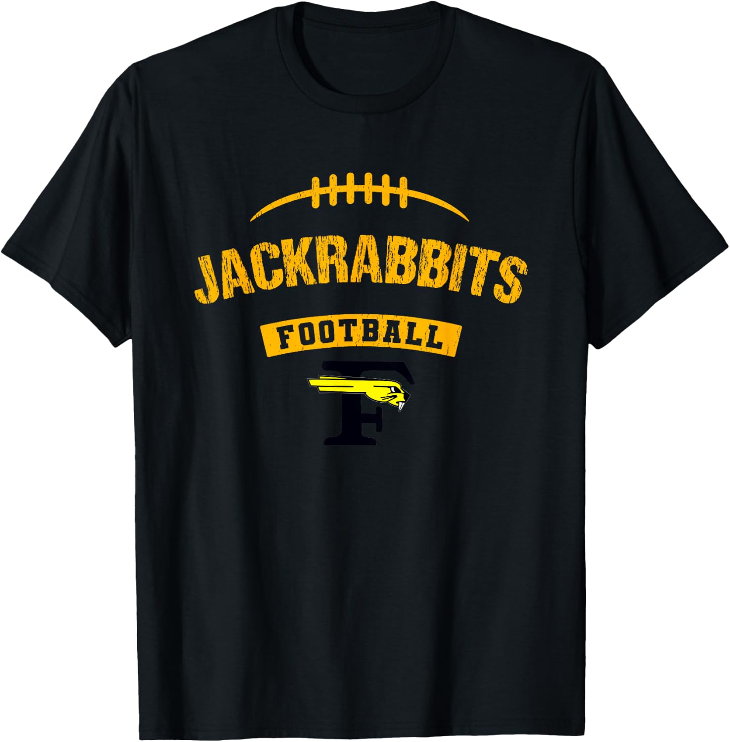 Forney Jackrabbits Logo Football Distressed HS T-Shirt - T-Shirt | Black