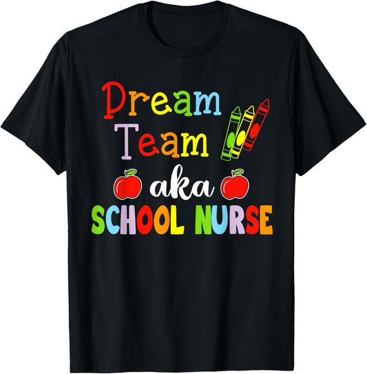 Dream-Team Aka School Nurses Back To School 100th Day T-Shirt - T-Shirt | Black
