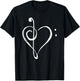 Love Music - Treble and Bass Clef Heart T-Shirt - T-Shirt | Black