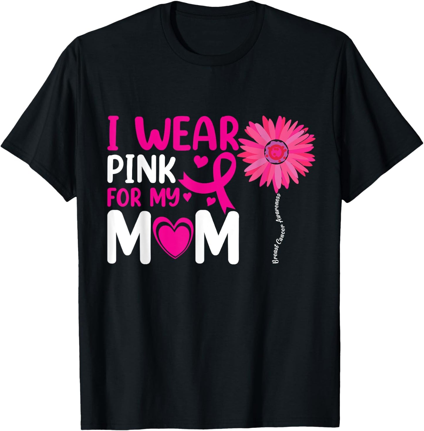 I Wear Pink for My Mom Breast Cancer Awareness Kids Support T-Shirt - T-Shirt | Black