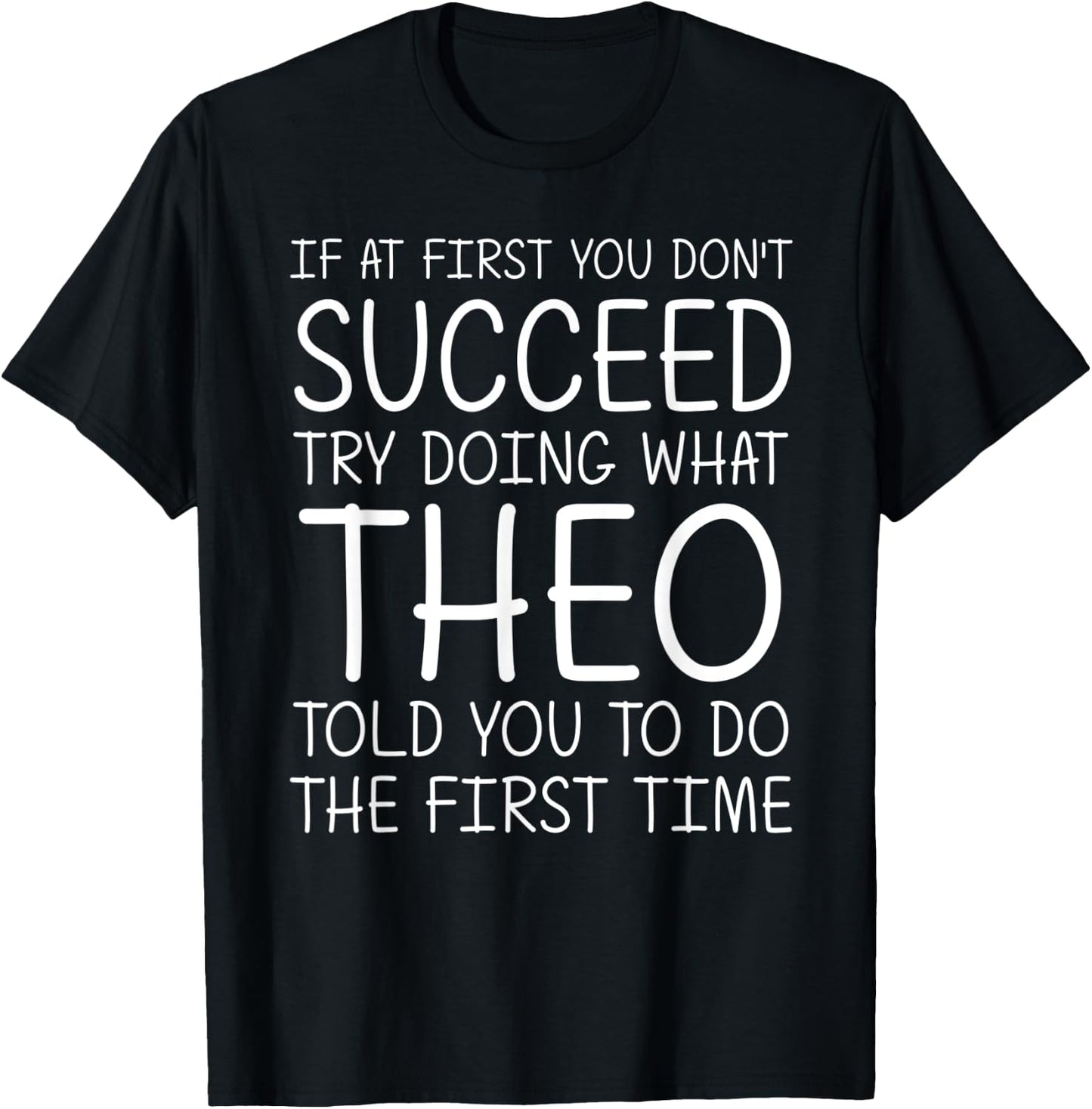 THEO Name Personalized Birthday Funny Christmas Joke T-Shirt - T-Shirt | Black