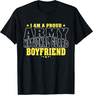 I Am A Proud Army National Guard Boyfriend - Military Couple T-Shirt - T-Shirt | Black