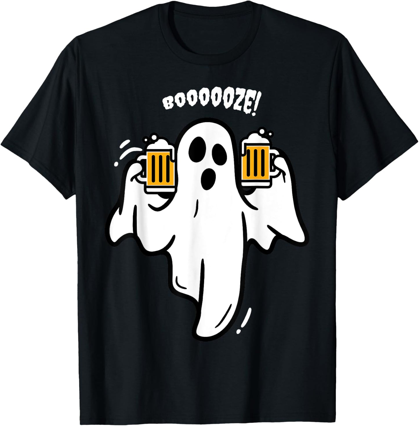 Booze Boo Ghost Drinking Beer Costume Easy Halloween Gifts T-Shirt - T-Shirt | Black