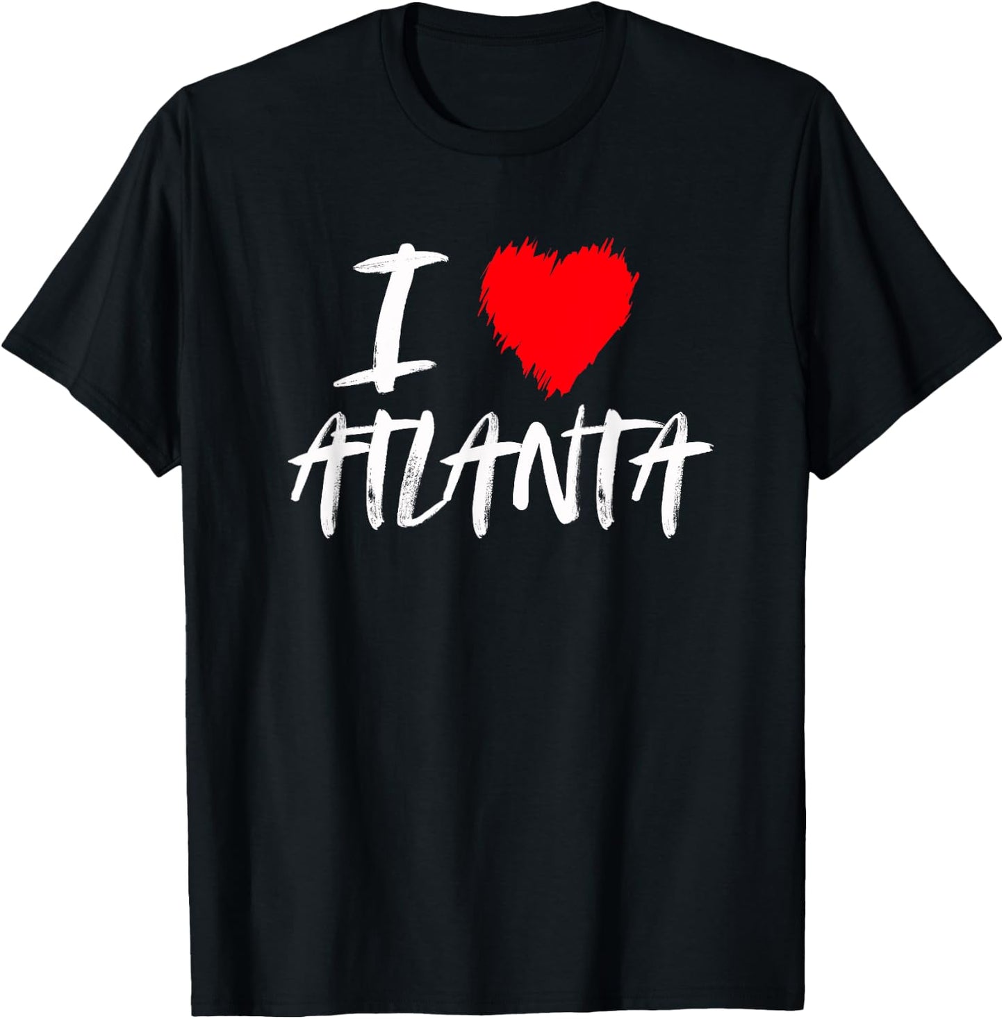 I Love Atlanta Georgia Red Heart Grunge Distressed Design T-Shirt - T-Shirt | Black