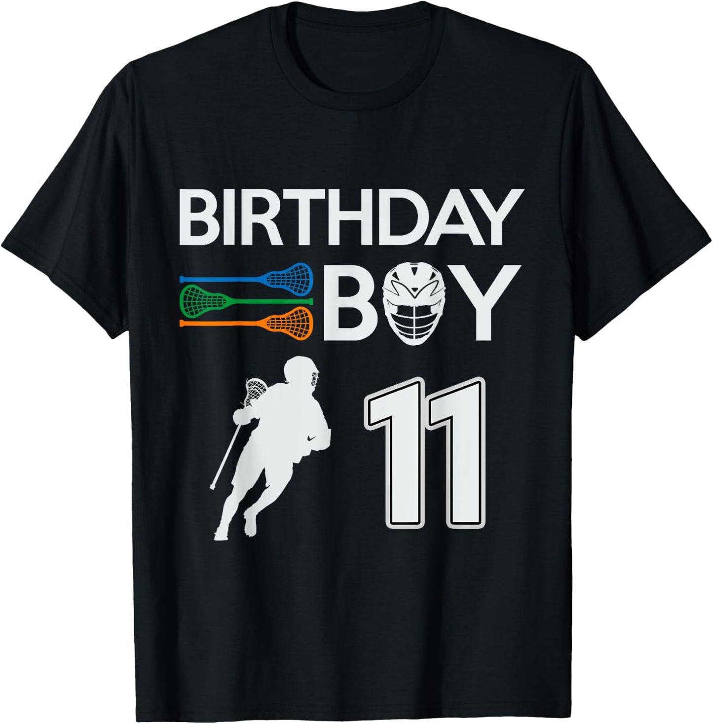 11 Years Old Birthday Boy Lacrosse LAX Player Boys Kids T-Shirt - T-Shirt | Black