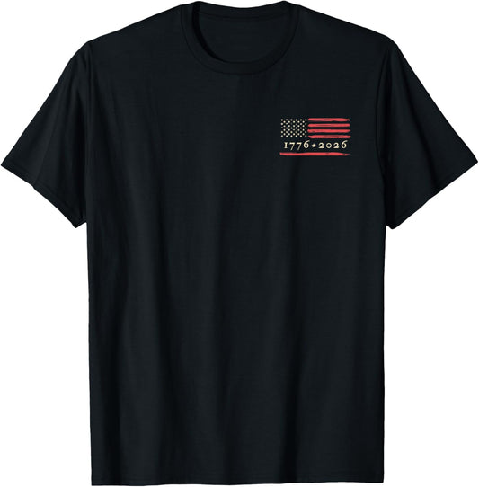 American Flag Distressed Vintage Patriotic 4th of July 1776 T-Shirt - T-Shirt | Black