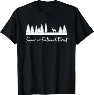 Superior National Forest Camp Campground Deer Camping Hiking T-Shirt - T-Shirt | Black