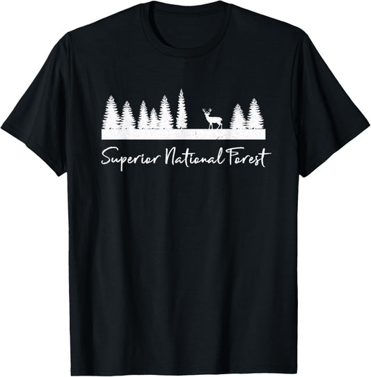 Superior National Forest Camp Campground Deer Camping Hiking T-Shirt - T-Shirt | Black