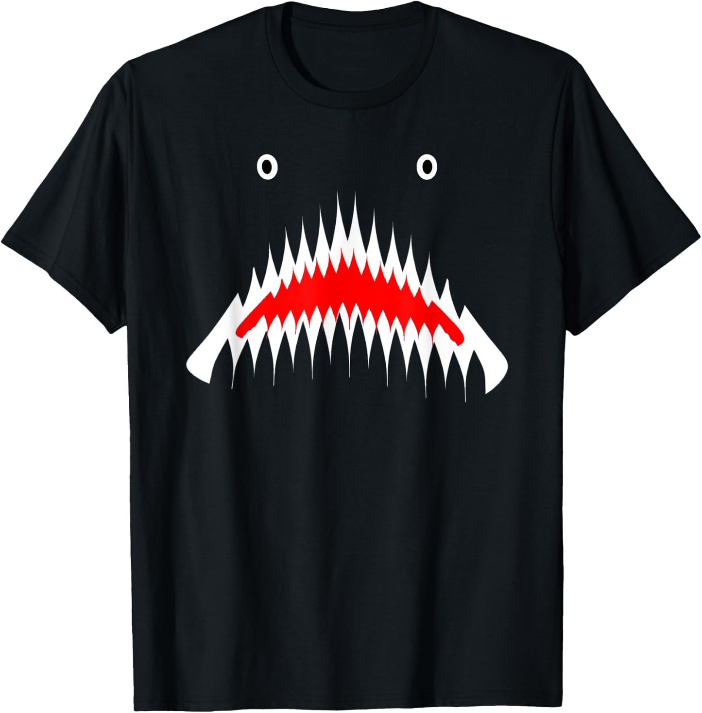 Shark Face Sharp Teeth Animal Halloween Cosplay Costume Gift T-Shirt - T-Shirt | Black