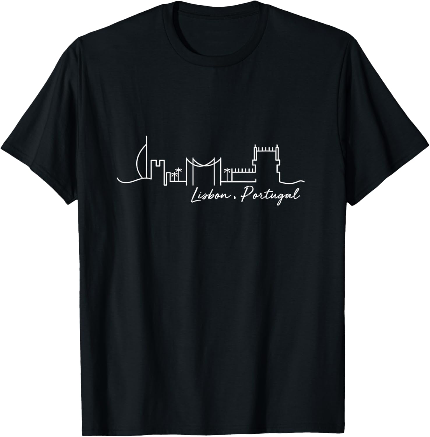Signature Lisbon City Skyline - Portugal Souvenir T-Shirt - T-Shirt | Black
