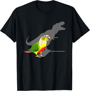 Funny Birb Memes T-rex shadow Green Cheeked Pineapple Conure T-Shirt - T-Shirt | Black