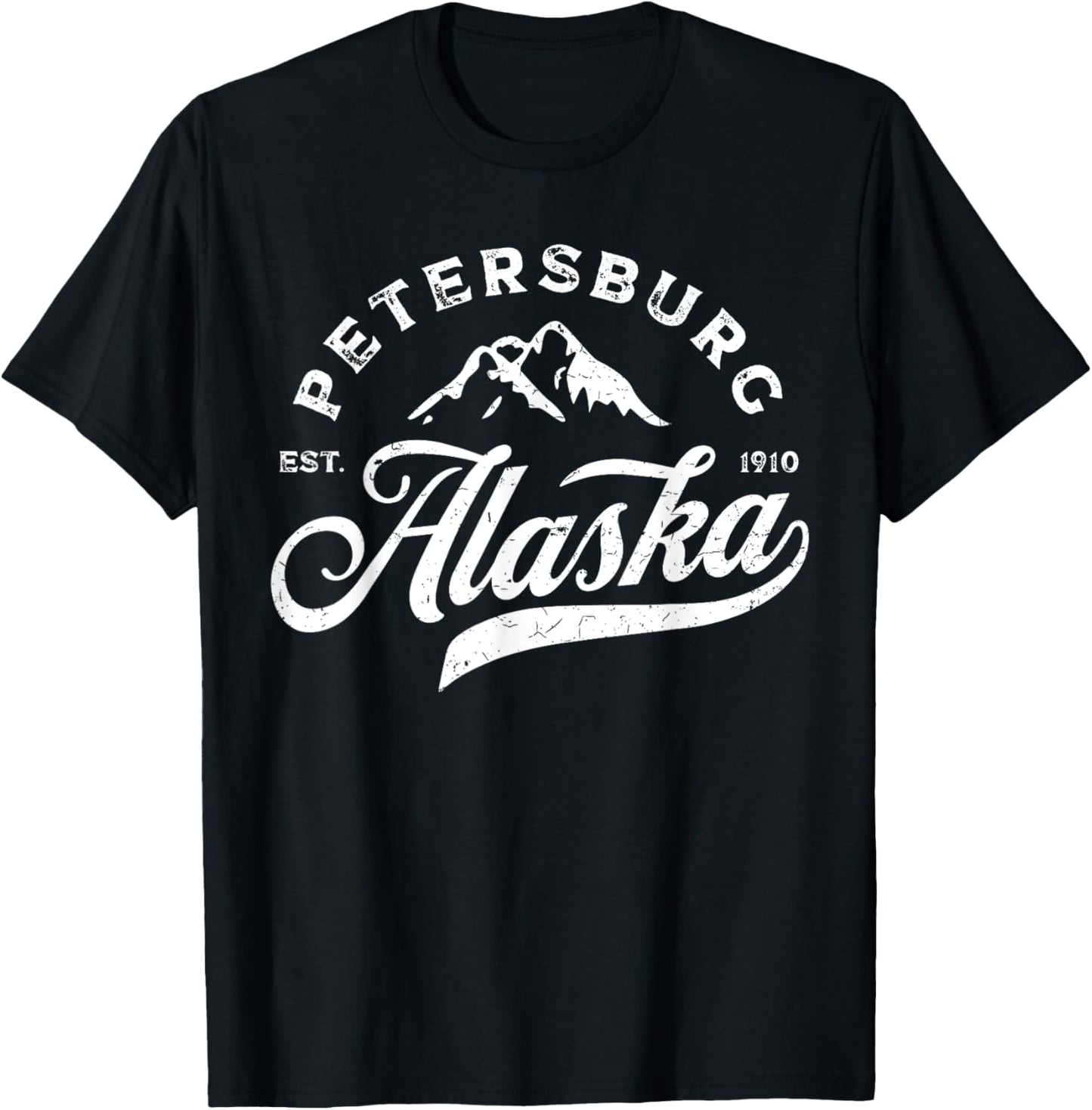 Petersburg Alaska AK Vintage Mountains Vacation Souvenir T-Shirt - T-Shirt | Black