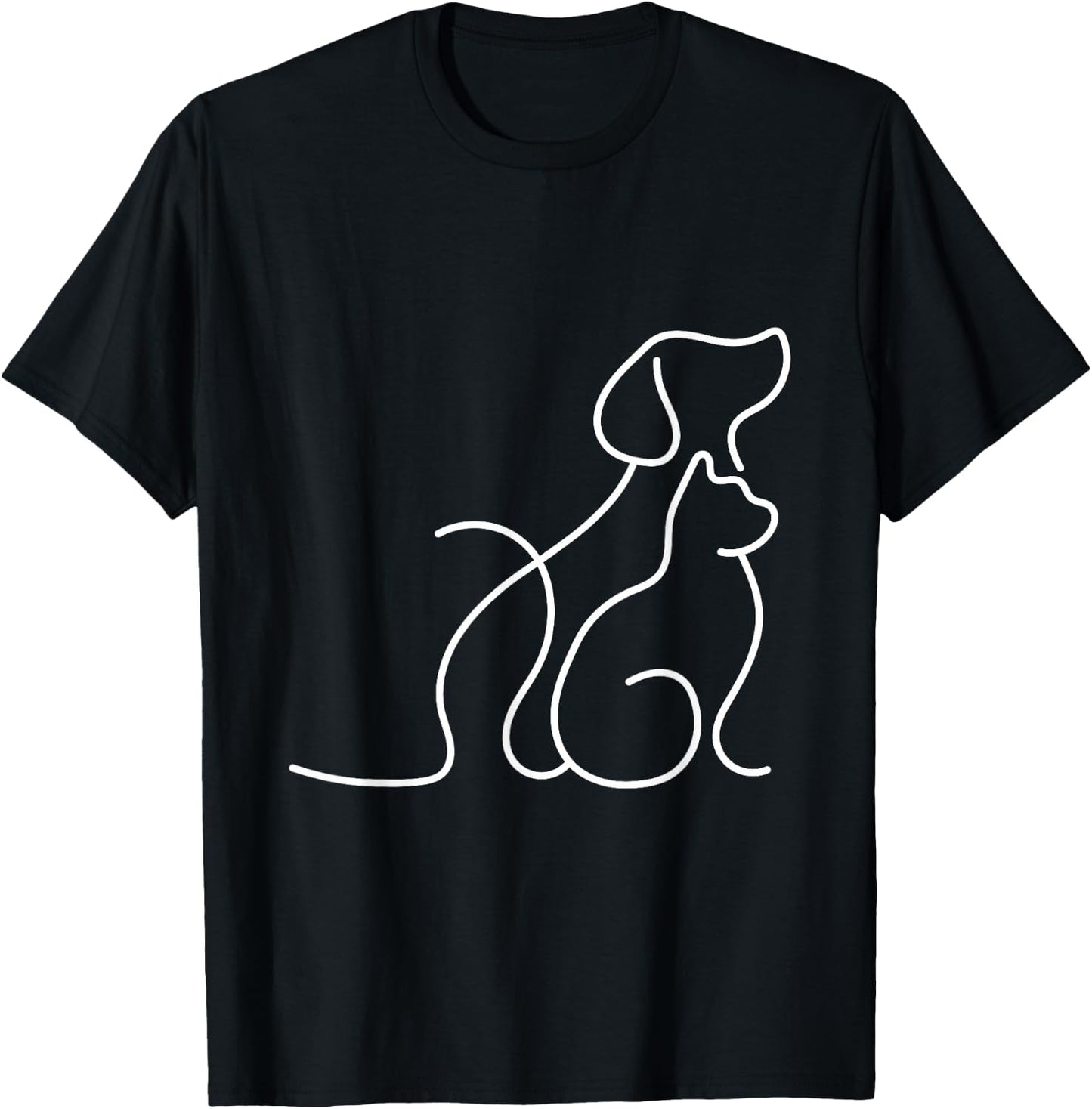 Dog Puppy and Baby Cat Heart - Animal Dog & Cat Heart T-Shirt - T-Shirt | Black