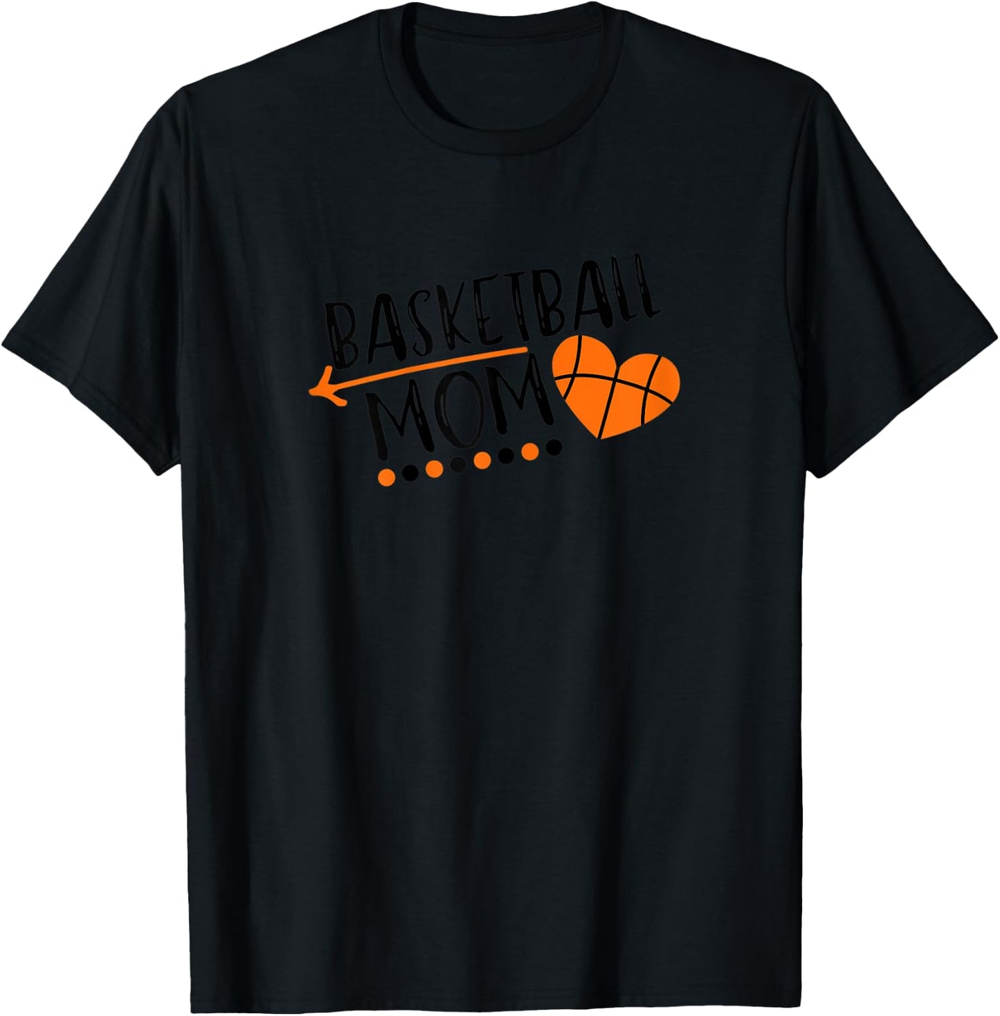 Cute Bball Heart Design Gift Basketball Mom T-Shirt - T-Shirt | Black