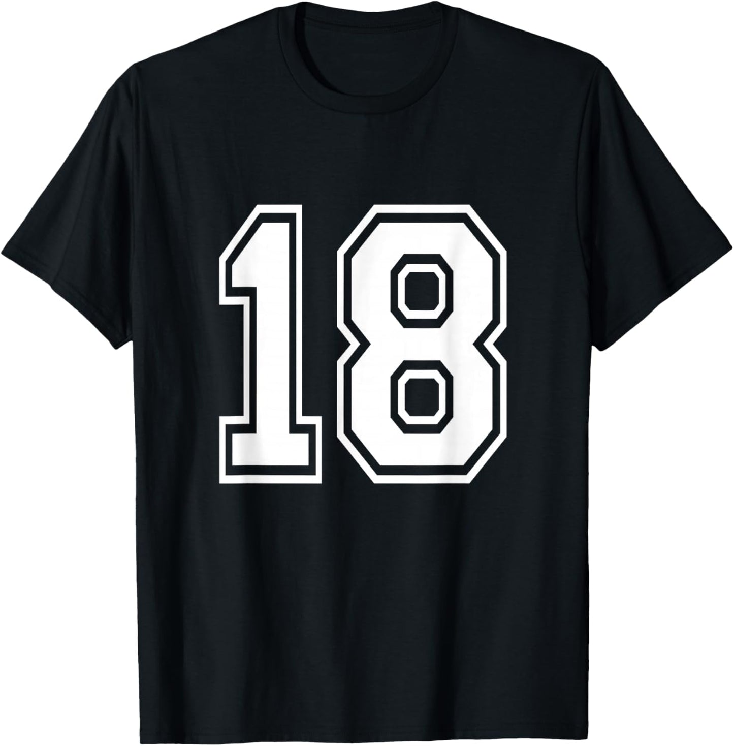 Number 18 Varsity Sports Team Jersey 18th Birthday 18 Years T-Shirt - T-Shirt | Black