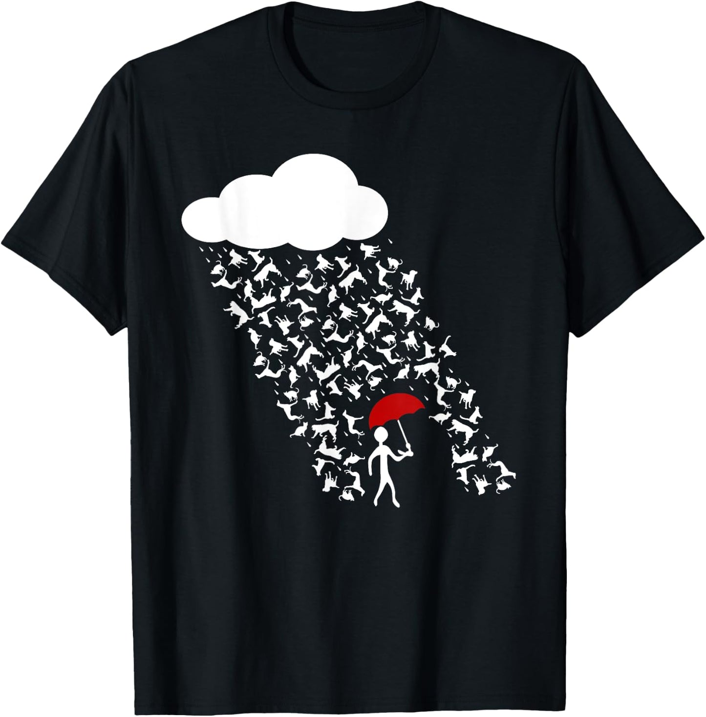 It's Raining Cats and Dogs | Cute Funny Canine Feline Lover Women Girls Kids T-Shirt - T-Shirt | Black