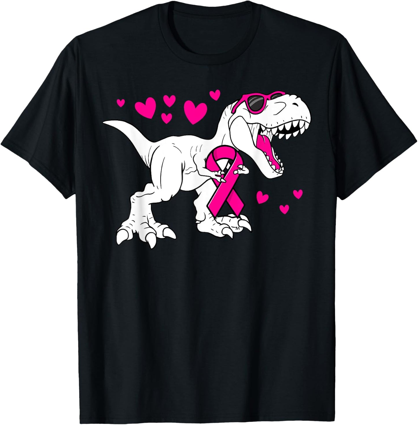 Pink Ribbon T-Rex Kids Breast Cancer Awareness Boys Toddler T-Shirt - T-Shirt | Black