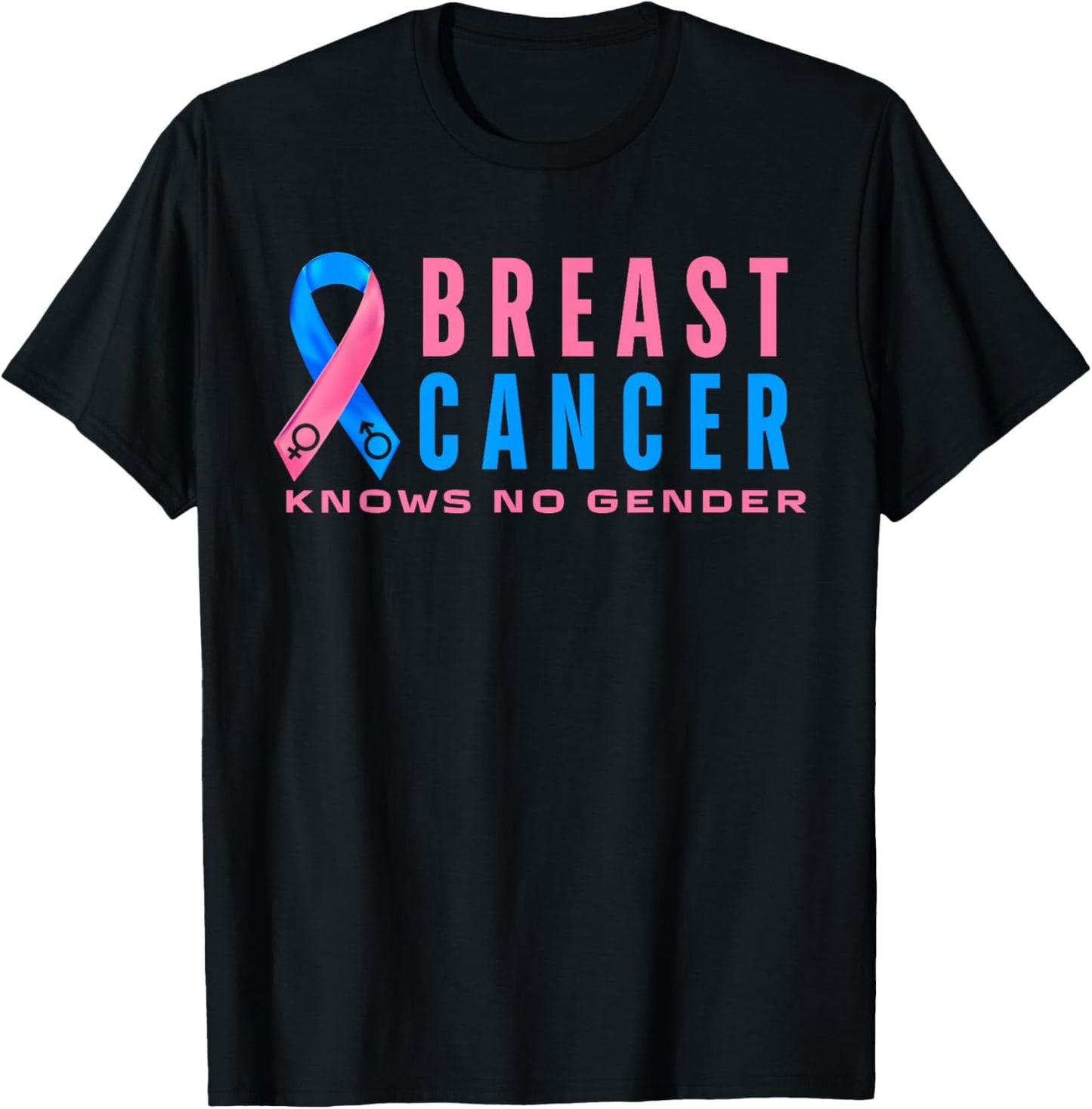 Breast Cancer Men Awareness Pink Blue Male Breast Cancer T-Shirt - T-Shirt | Black