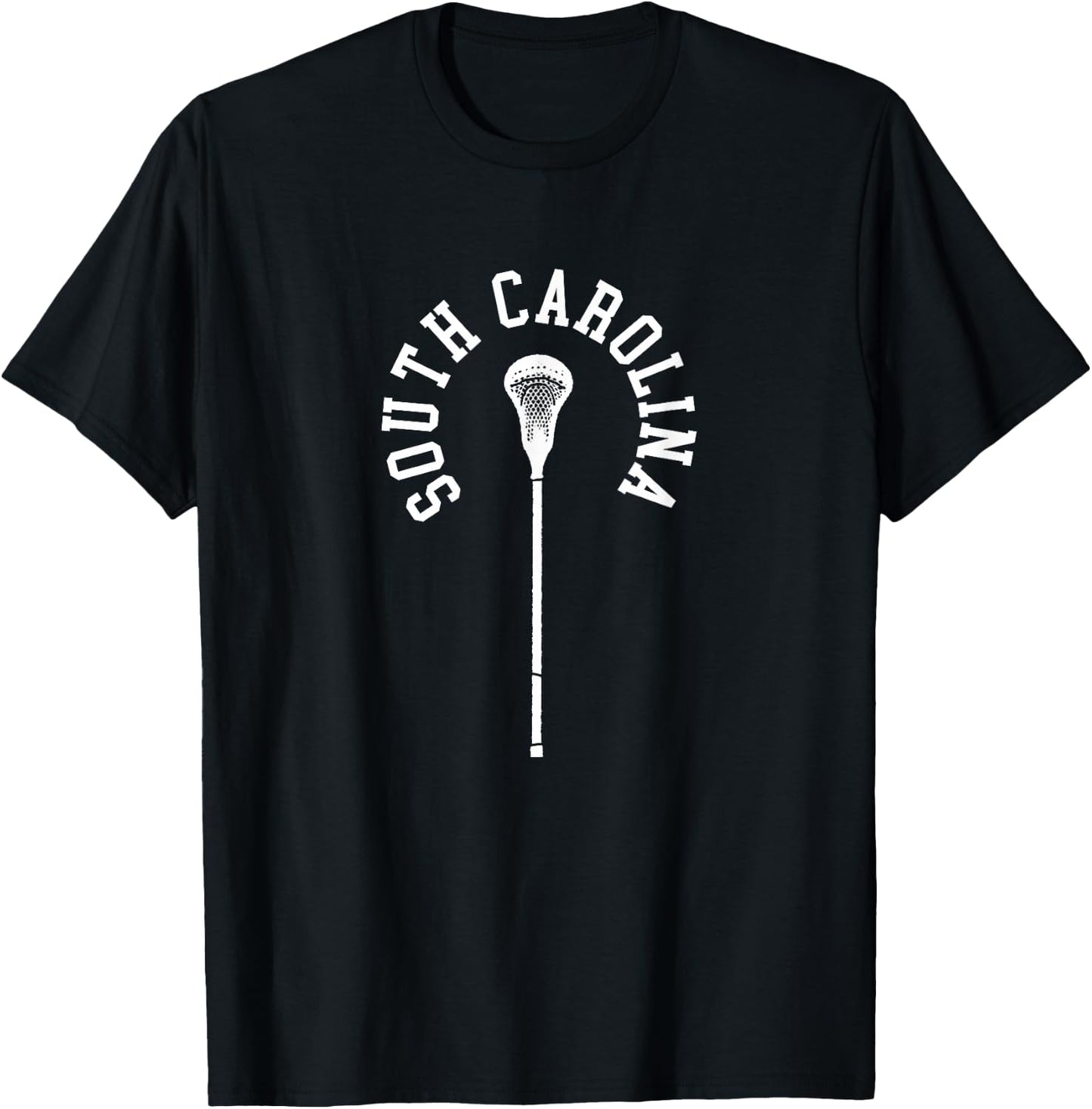 South Carolina Minimalist Vertical Lacrosse Stick Retro Lax T-Shirt - T-Shirt | Black