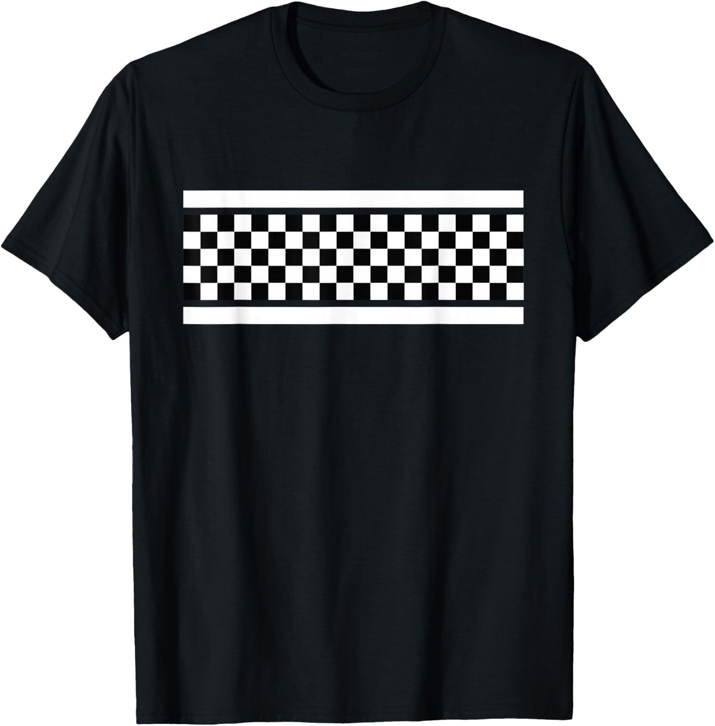 Checkered Black And White Pattern Surfing And Skateboard T-Shirt - T-Shirt | Black